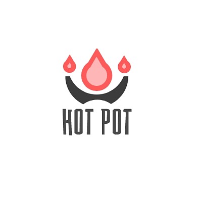 红黑hotpot火锅简约扁平logo设计