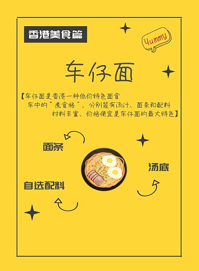 香港车仔面卡通海报