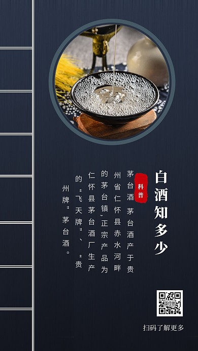 古风创意古籍白酒科普深蓝色相册