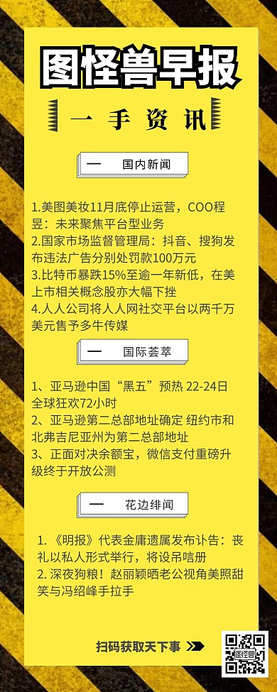 黄色早报扁平新闻资讯营销长图