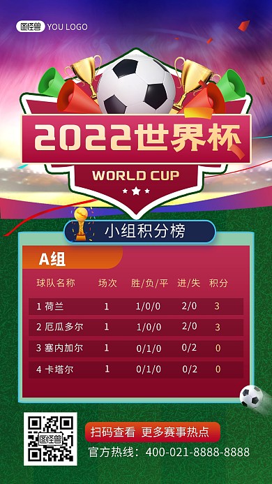 世界杯小组积分榜大气手机海报