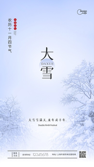 二十四节气节日大雪冬季推广宣传摄影图海报