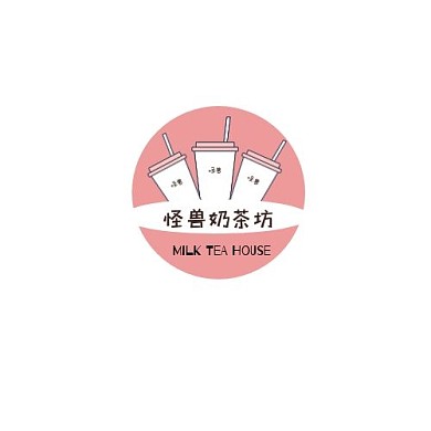 粉色简约奶茶坊LOGO