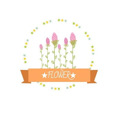 卡通花朵LOGO黄紫色卡通梦幻风花朵边框