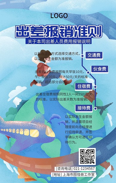 出差费用报销准则手机海报