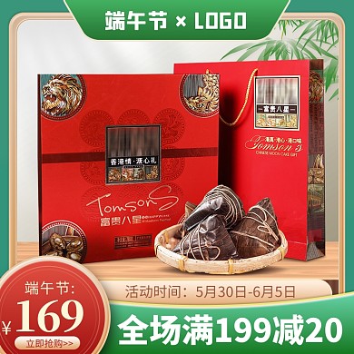 原创电商端午节粽子礼盒包装推广主图