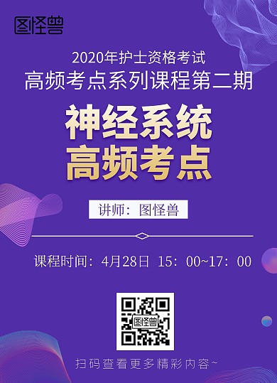2020护士资格考试线条蓝紫色宣传海报