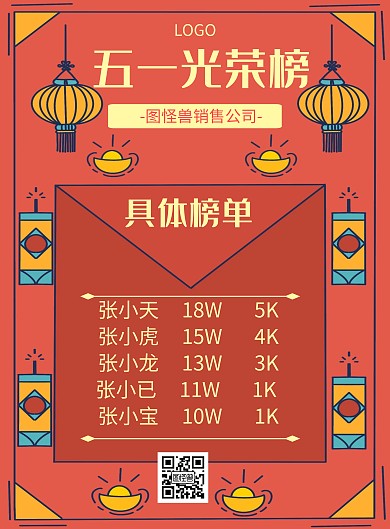 几何风格五一光荣榜宣传海报