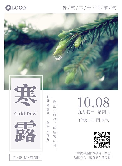 中国传统二十四节气寒露宣传海报