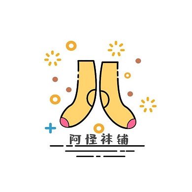 卡通手绘风格淘宝袜子店铺logo设计