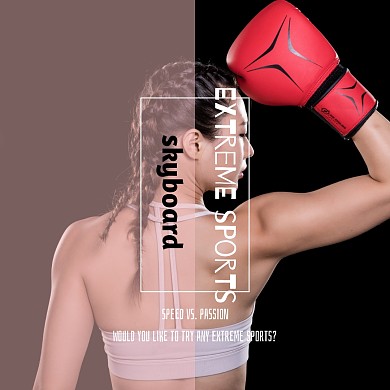 极限运动之空中滑板简约黑白方形配图正在运动人物素材