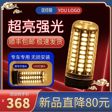 黑色高亮聚光led汽车大灯主图