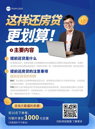 房贷提前还咨询印刷海报