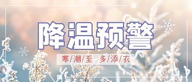 降温预警雪花雪景摄影蓝色公众号封面