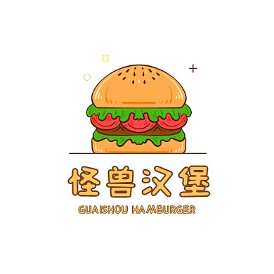 黄色卡通汉堡logo设计