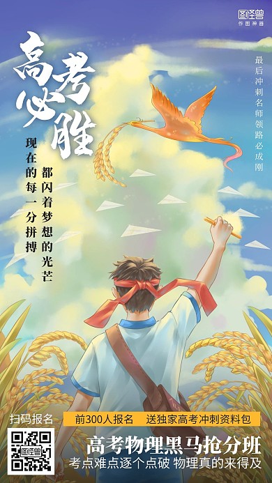 插画高考物理抢分课程励志海报