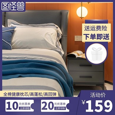 电商紫色限时促销枕芯主图直通车
