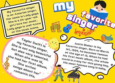 我最喜欢的歌手英语卡通手抄报