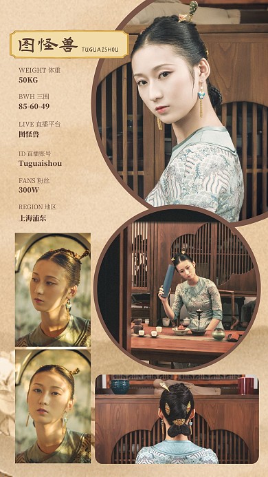 女士人物古风竖版模卡