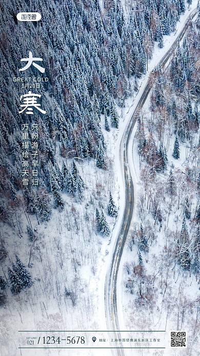 大寒节日节气传统节日简约风摄影图海报