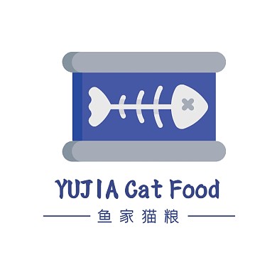 简约创意蓝色灰色猫粮宠物粮食logo