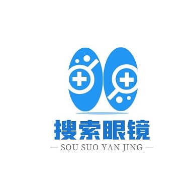 搜索眼镜店铺蓝色搜索框简约LOGO