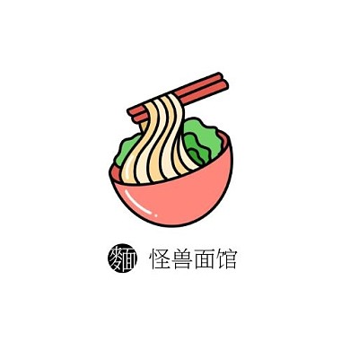 清新扁平简约风面馆logo