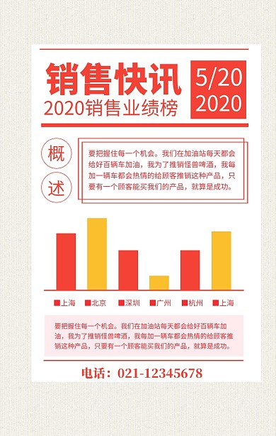 红色简约报纸销售快讯业绩榜宣传海报