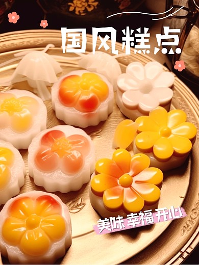 国风糕点美食甜品产品营销效果模版