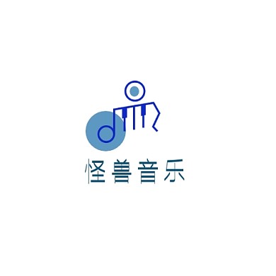 蓝色简约音乐logo