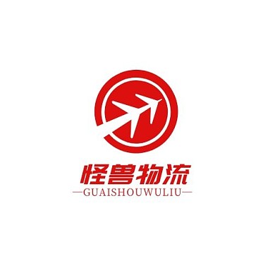 圆形物流箭头红色简约LOGO