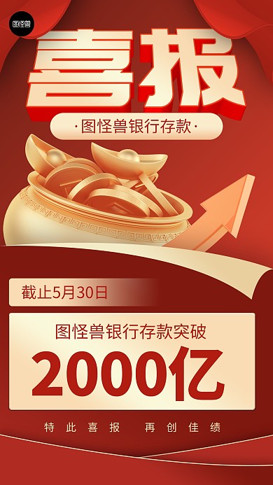 喜报金融贺报业绩汇报卡片3d手机海报