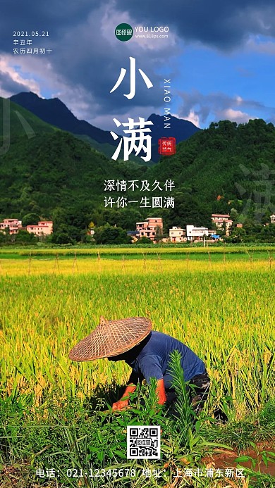 简约大气小满农事宣传摄影图手机海报