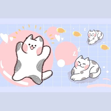 可爱萌系猫咪蓝色微博版头