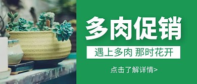 简约大气绿色多肉促销宣传海报