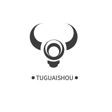 灰色简约几何牛头logo设计