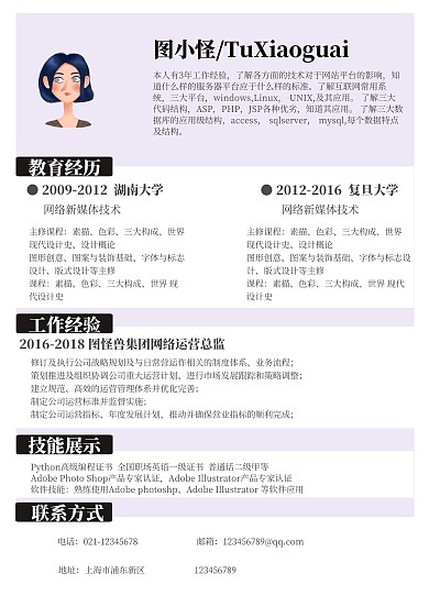 灰白简约风个人长版简历