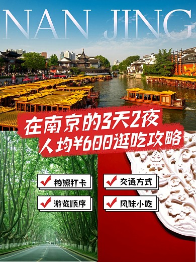 南京旅游攻略分享效果模板