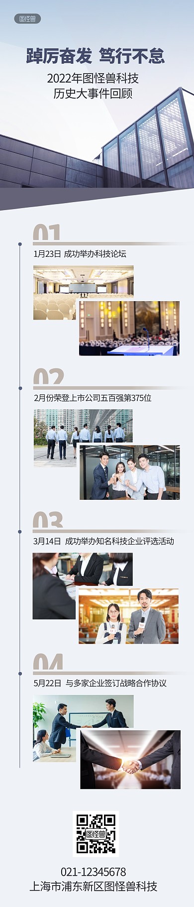 公司历史大事件回顾商务风文章长图