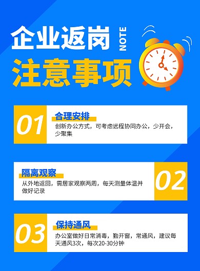 企业返岗注意事项竖版海报