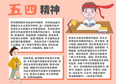 红色五四精神小报手抄报