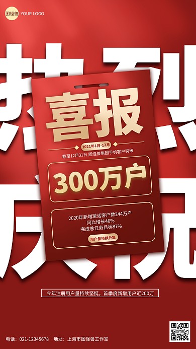 图怪兽原创客户突破喜报战报海报