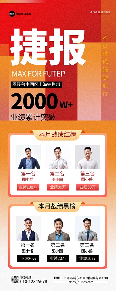 红色简约风企业销售喜报战报手机海报
