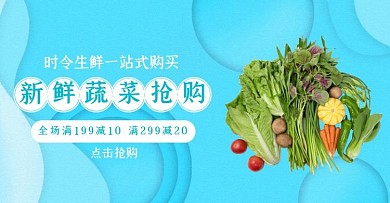 新鲜蔬菜抢购简约蓝色banner