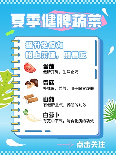 夏季健脾蔬菜推荐小红书封面