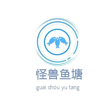 蓝色圆形小清新可爱圆形鱼