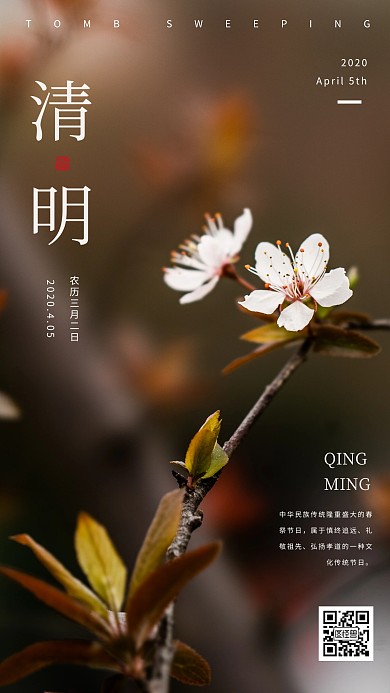 清新简约清明节日签