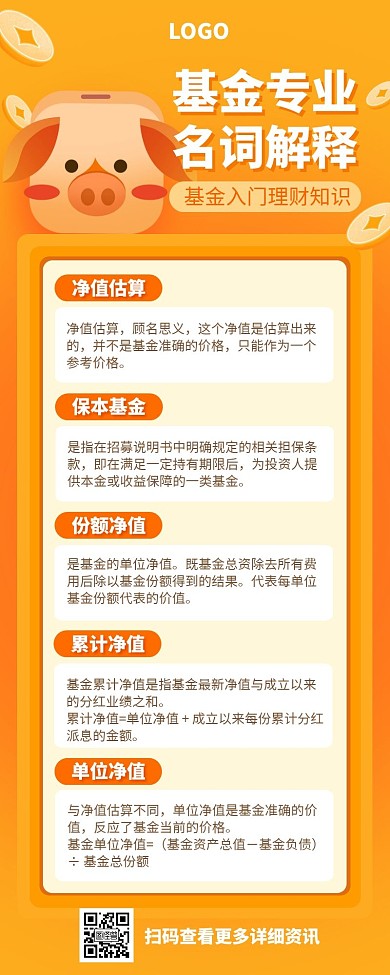 黄色创意基金专业名词解释宣传长图