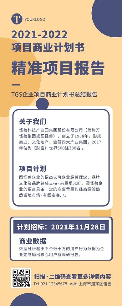 创意大气商务简约项目商业计划书营销长图