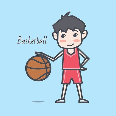 篮球男孩运动蓝色卡通红包头像